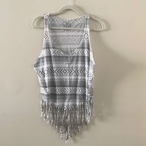 Dash Boutique Vintage 2010s Cute Print Tank with Fringe